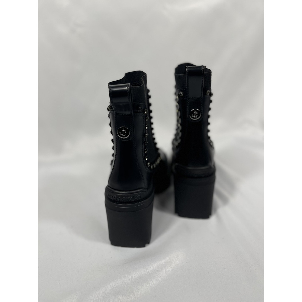 $1350 Jimmy Choo Veronique 80 Boots Size 40 Embellished Block Heel Ankle Boots - Picture 6 of 9